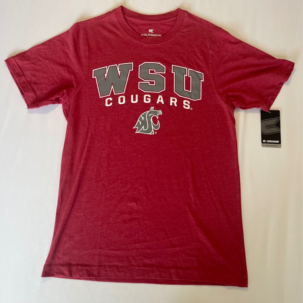 Colosseum WSU Cougars Mens Crimson Heather Graphic T-Shirt Small DKTS10142 NEW